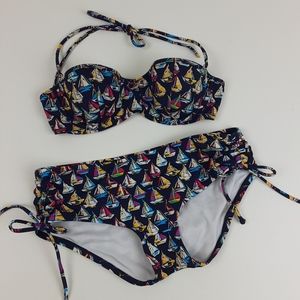 VICTORIA'S SECRET Navy Blue Sailboat Bikini 34B